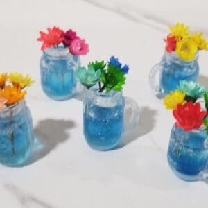 Home Elegant Dollhouse Miniature Jar Floral Bouquet
