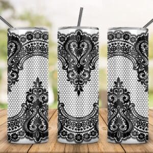 Beautiful Black Lace On White 20Oz Tumbler