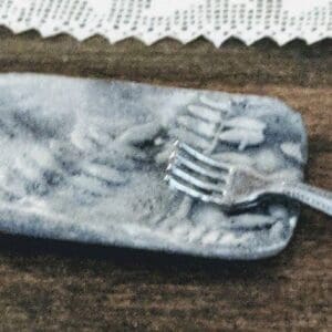 Miniature Ceramic Black And White Dish