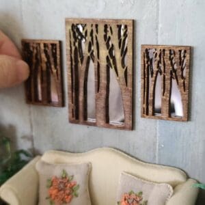 Charming Dollhouse Miniature Wooden Tree Mirrors