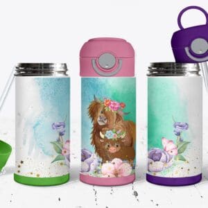 Colorful Highland Cow Big Kids Tumbler