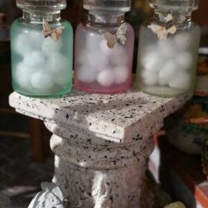 Dollhouse Miniature Glass Jar With Butterfly Accent And Cotton Balls