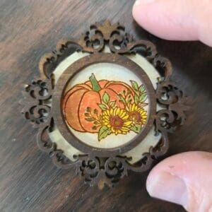 Fun Dollhouse Miniature Round Fall Pumpkin Wall Picture