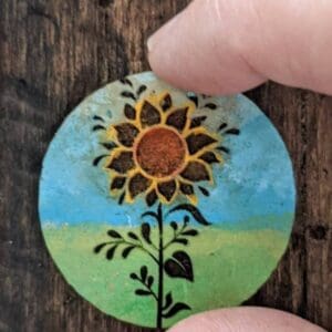 Dollhouse Miniature Wooden Sunflower Plaque