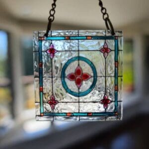 Home Unique Square Transparent Dollhouse Miniature Stained Glass Window