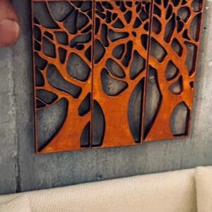 Home Winter Forest Trees Dollhouse Miniature Wooden 3-Part Tree Forest Framed Picture Set