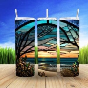 Beautiful Beach Stained Glass 20Oz Tumbler