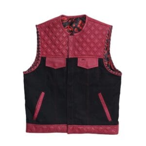 Home Hunt Club Style Biker Canvas And Leather Vest