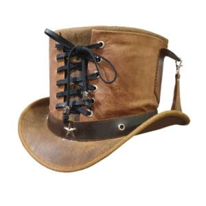 Home Steampunk Victorian Vested Waxed Leather Top Hat