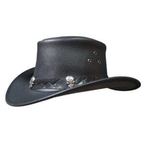 Home Tri Skull Band Rodeo Cowboy Leather Hat