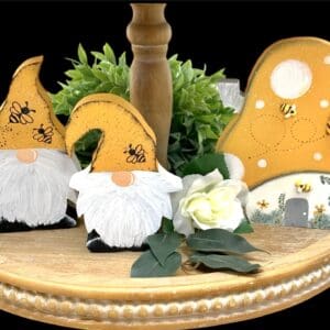 Home Whimsical Gnome Mushroom House For Honey Bee Tiered Tray - Handmade Decor
