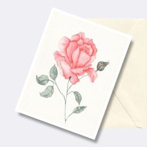 Blush Pink Rose Floral Art Greeting Card