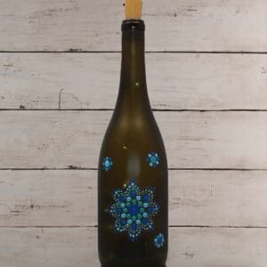 Dazzling Dot Art Wine Bottle - Blue And Green