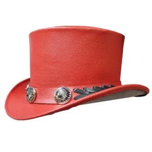 Home Native Indian Hat Band Red Leather El Dorado Top Hat