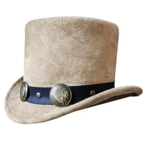 Home Native Indian Head Band El Dorado Suede Leather Top Hat