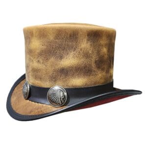 Home Native Indian Head Band Leather Top Hat