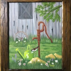 Home Old Fashioned Water Pump Original Oil Painting