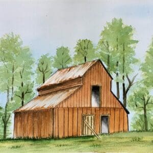 Original Rustic Barn Watercolor Painting