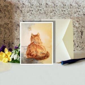 Spring Beckons Cat Nature Art Greeting Card