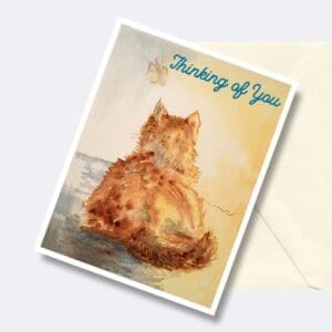 Spring Beckons Thinking Of You Cat Nature Art Greeting Card