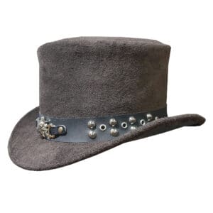 Home Gothic Skeleton Skull Star Suede Leather Top Hat