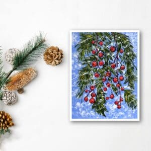 Winter Berries Nature Art Greeting Card