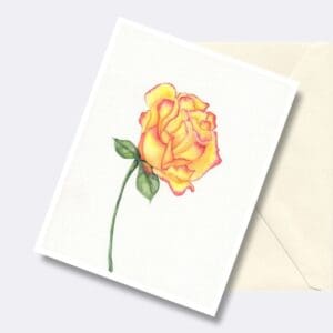 Yellow And Pink Rose Floral Art Greeting Card