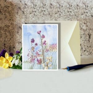 Home Yellow And Purple Wildflowers Floral Art Greeting Card