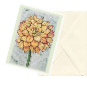 Dahlia Dance Watercolor Floral Art Note Card Clearance Limited Stock