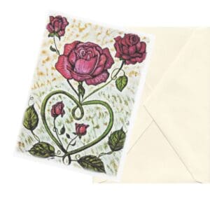 Home Love Rose 4 Watercolor Floral Art Note Card Clearance Limited Stock