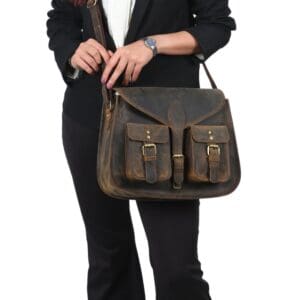 Home 14-Inch Genuine Leather Purse – Women’s Crossbody Satchel, Shoulder Bag, Tote, And Travel Handbag