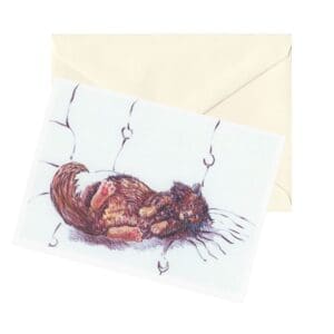 Nap Time Cat Drawing Nature Art Note Card Clearance Limited Stock