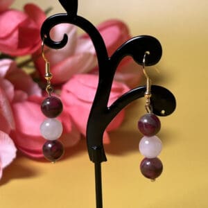 Cloisonné And Quartz Earrings