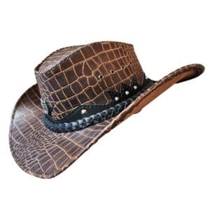 Home Western Icon Cowboy Crocodile Texture Leather Hat