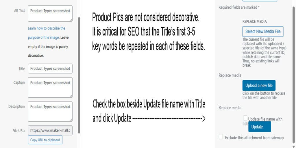 Entering Simple Products Image Seo