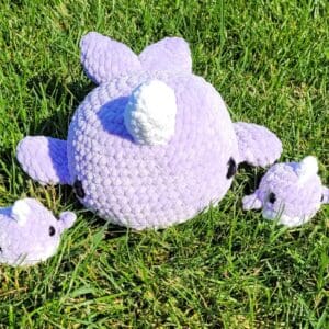 Crochet Narwhal Family Plush – Mama And Two Babies