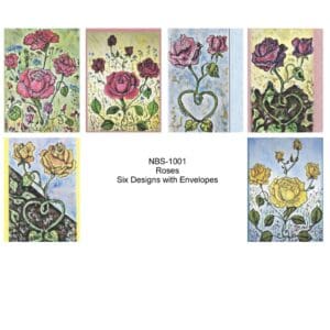 Garden Roses Watercolor Floral Art Note Card Boxed Set Of 6 Assorted Designs
