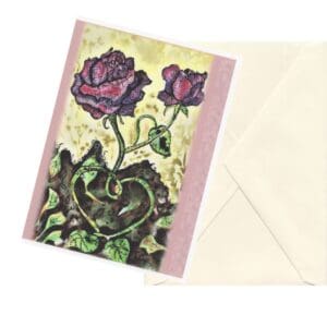 Love Rose Watercolor Floral Art Note Card Boxed Set Of 6 One Design Clearance