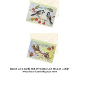 Modern Season Of 3 Watercolor Art Note Card Boxed Set Of 6 Cards 2 Designs Clearance Limited Stock