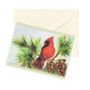 Winter Cardinal Watercolor Art Note Card Boxed Set Of 6 One Design Clearance Limited Stock