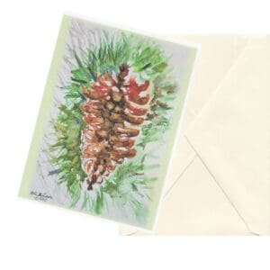 Winter Pinecone Nature Art Note Card Boxed Set Of 6 One Design Clearance Limited Stock