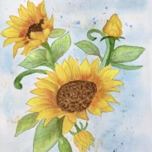 Vibrant Sunflower Watercolor Painting
