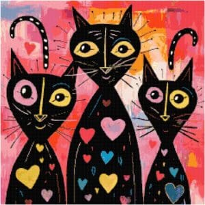 Amazing Abstract Cats Cross Stitch Pattern