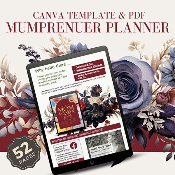 Home Mompreneur Planner, Business &Amp; Life Organizer, Printable Weekly Monthly Planner, Canva Template, Small Business Tracker, Social Media - Bp44