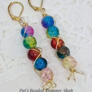 Wire Wrapped Cracked Bead Earrings